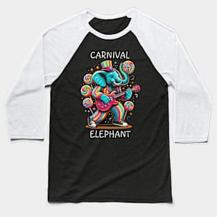 Melodic Jumbo: Elephant Jamming on Guitar Baseball T-Shirt